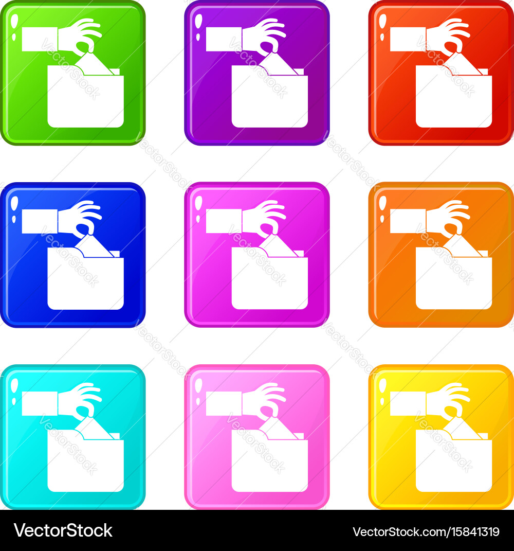 Robbery secret data in folder icons 9 set vector image