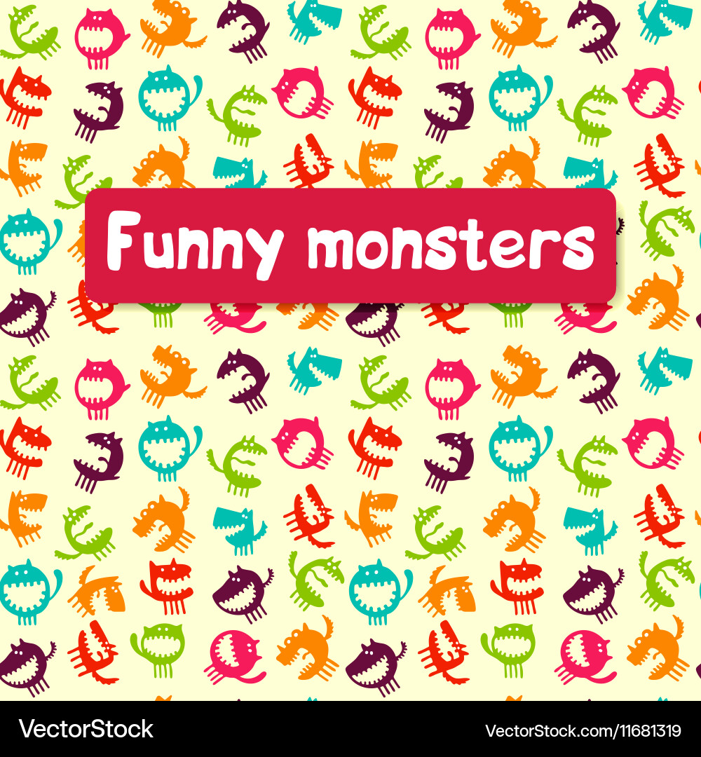 Seamless pattern with monsters Vector Image