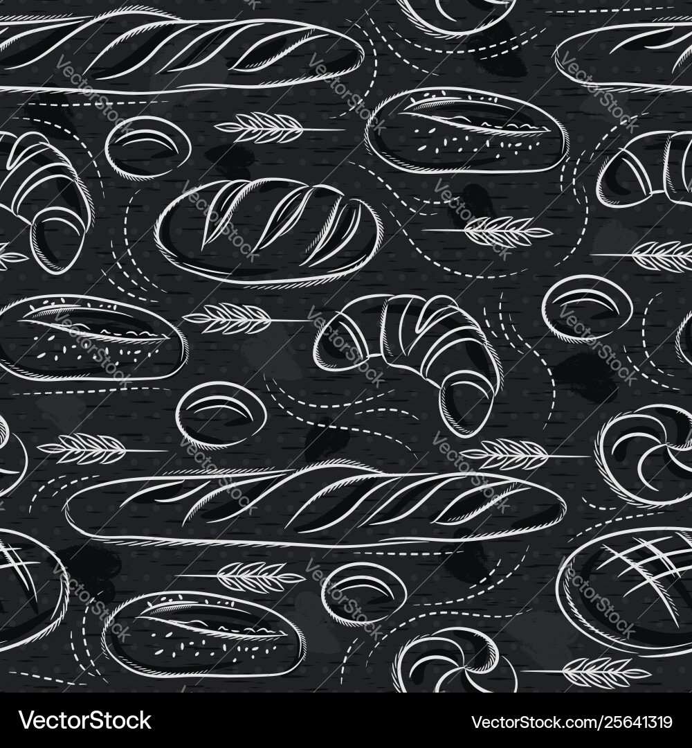 Seamless patterns with different breads Vector Image