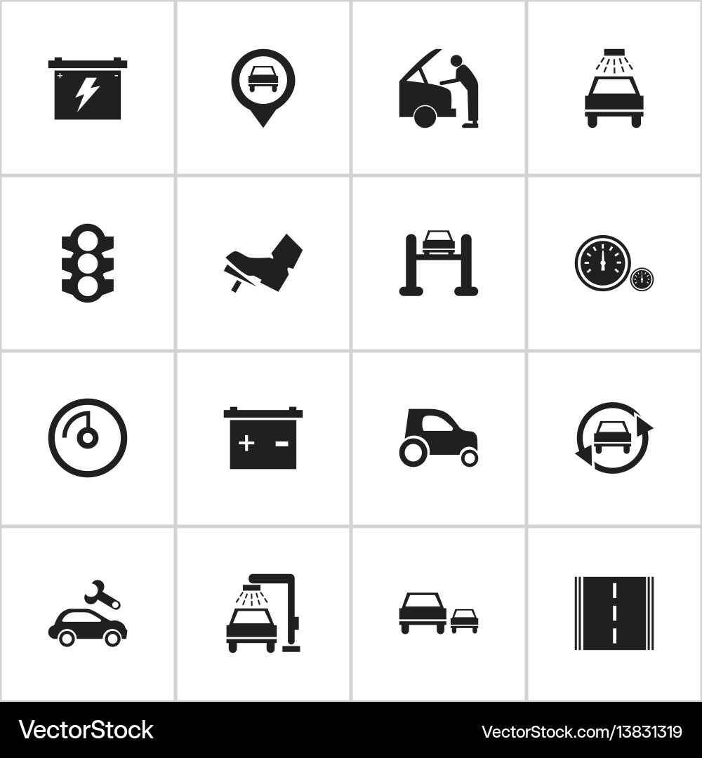 Set of 16 editable traffic icons includes symbols Set of 16 editable traffic icons includes symbols vector image