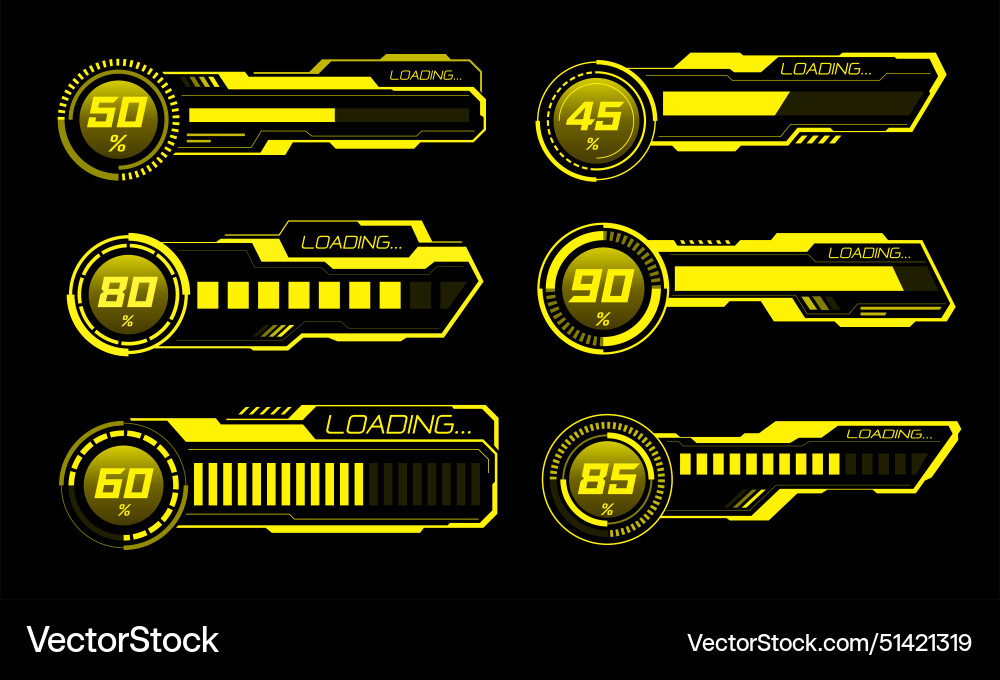 Set of hud modern loading progress bars user Set of hud modern loading progress bars user Vector Image