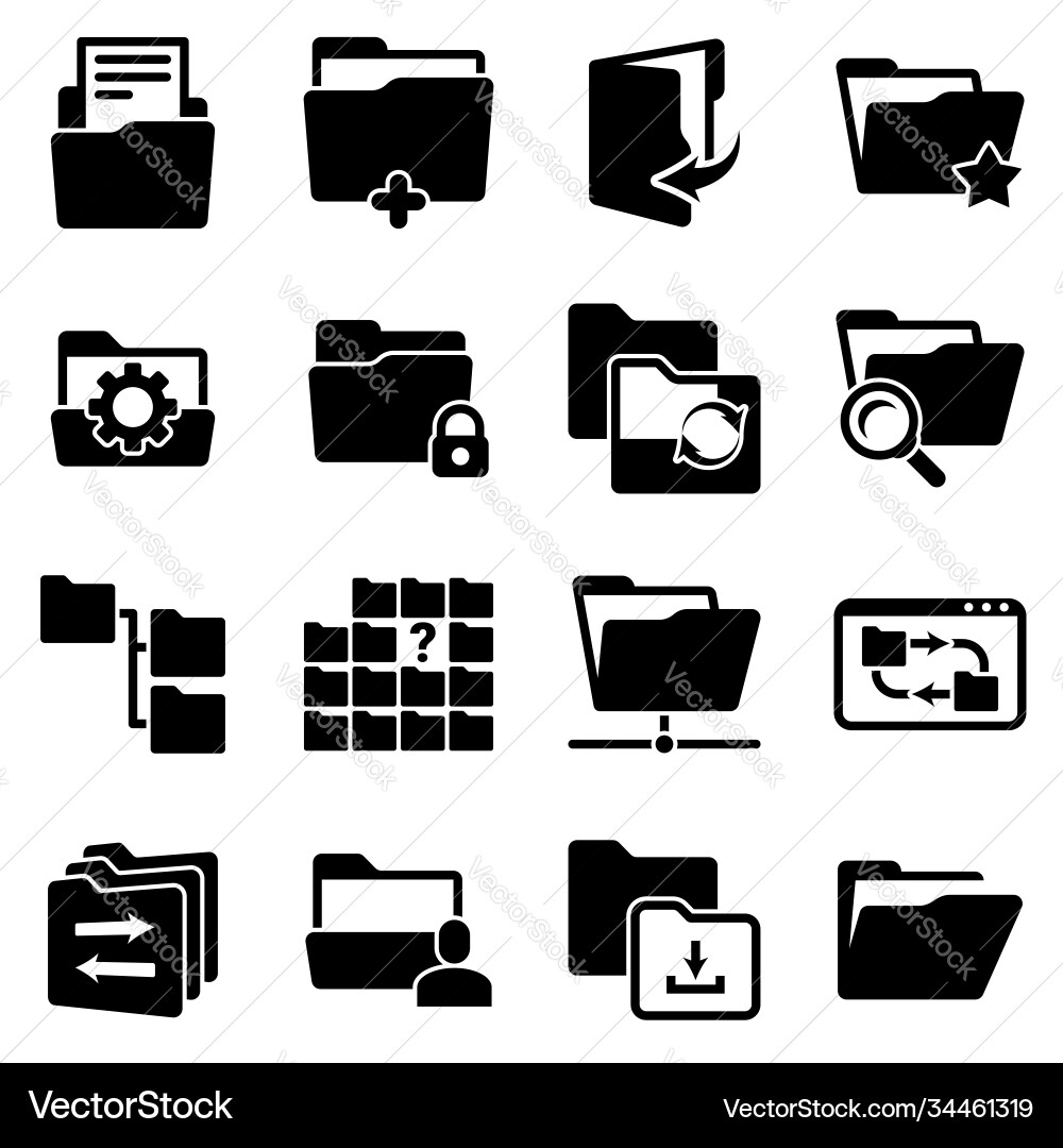 Set simple icons on a theme folder documents Vector Image