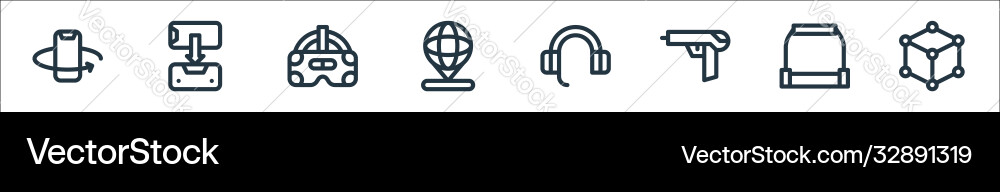 Virtual reality line icons linear set quality Virtual reality line icons linear set quality vector image
