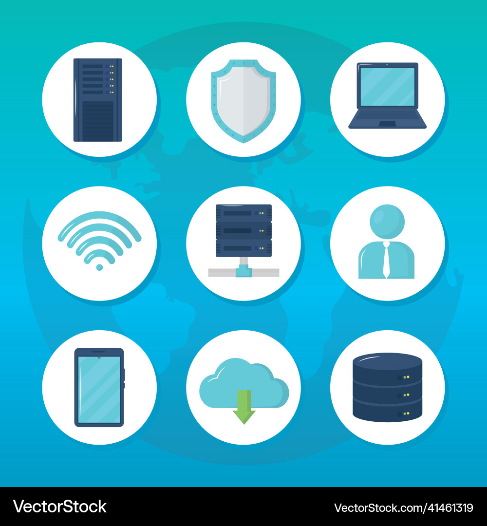 Vpn and computing set vector image