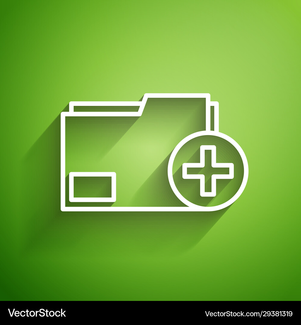 White line add new folder icon isolated on green White line add new folder icon isolated on green Vector Image