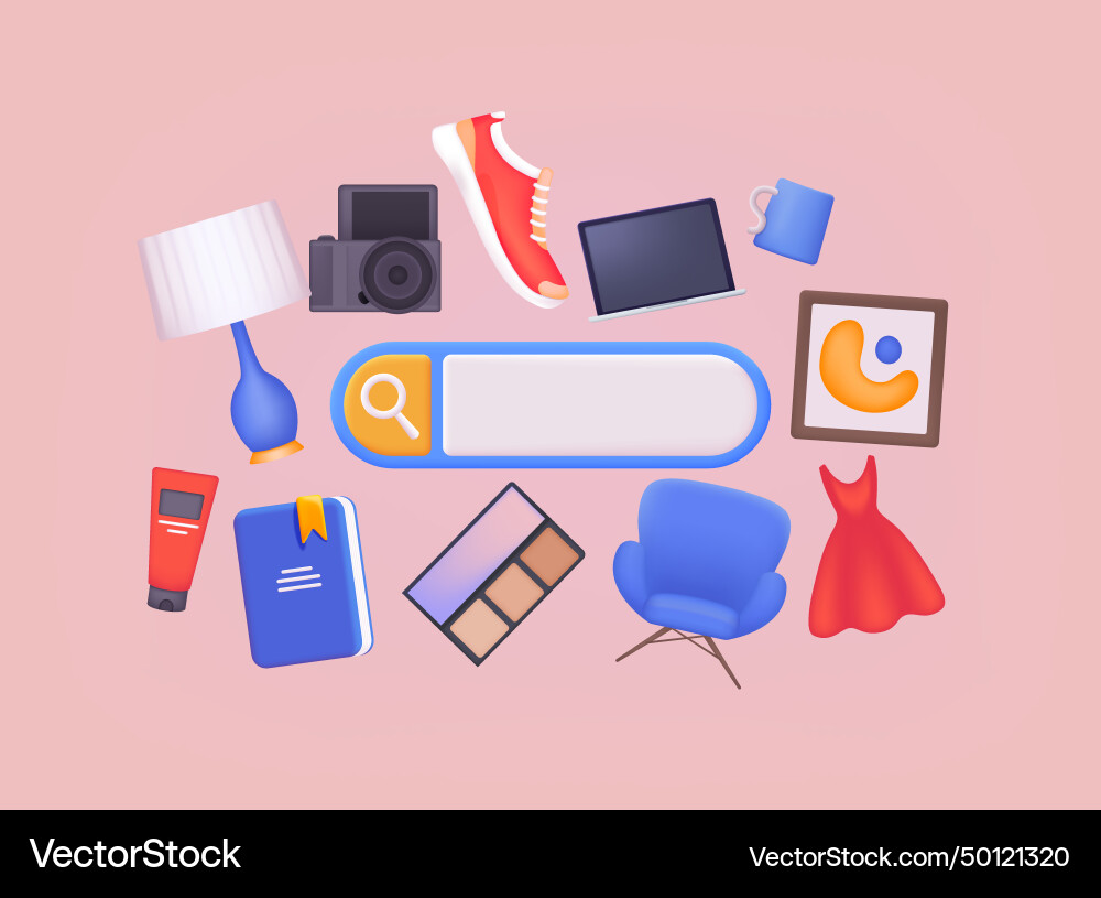 3d search bar template for website navigation 3d search bar template for website navigation Vector Image