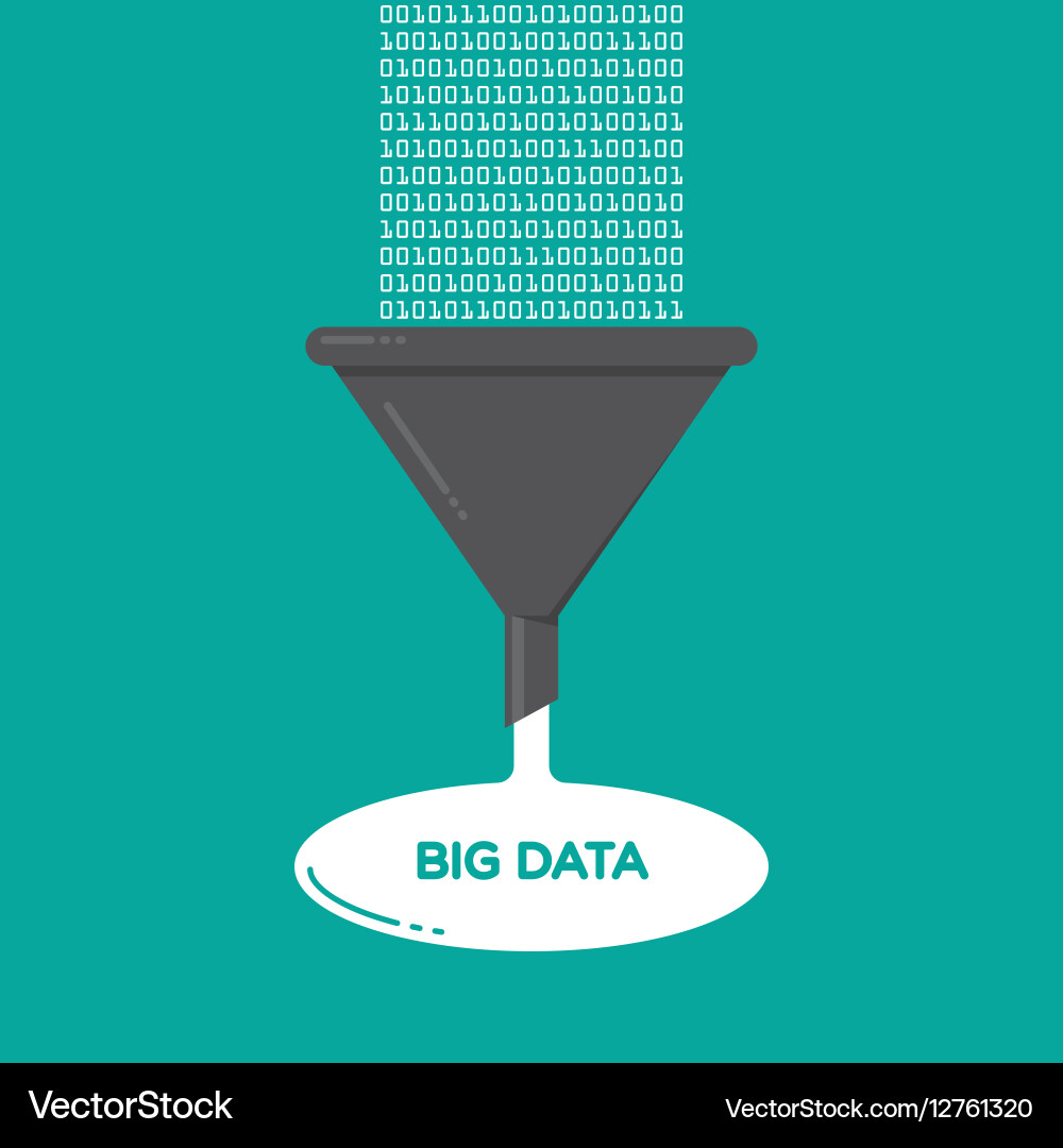 Big data analysis filter funnel flat vector image