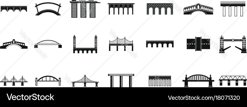 Bridge icon set simple style Vector Image