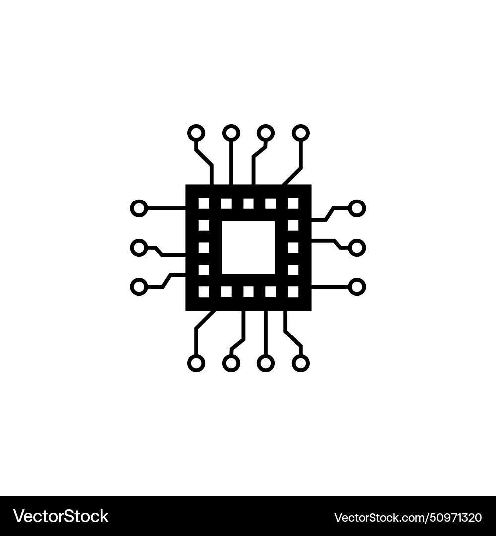 Chip processor flat icon Chip processor flat icon vector image