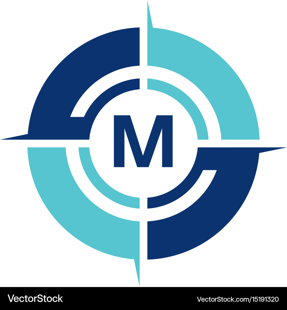 Compass guide solution initial m vector image