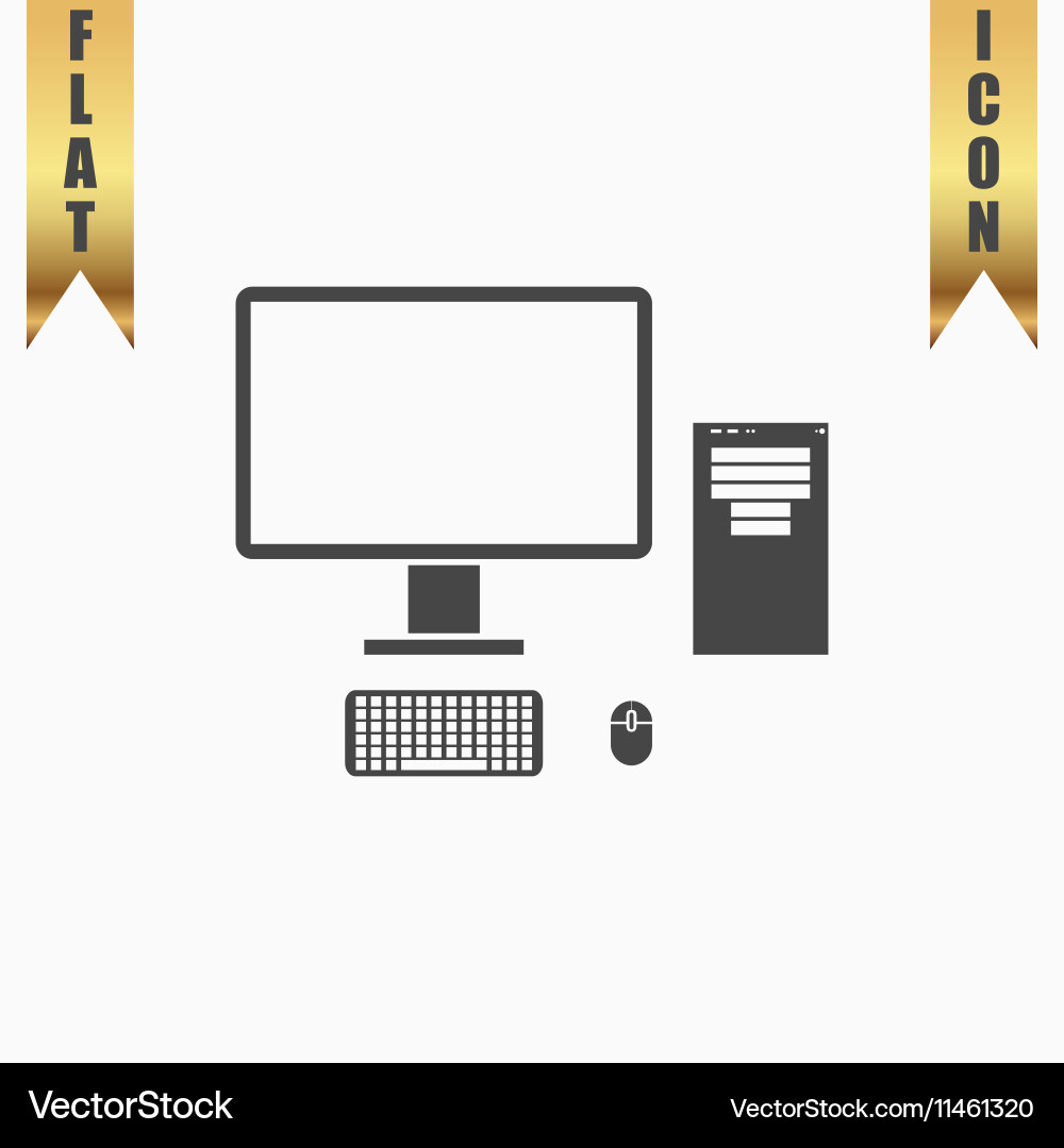 Computer case with monitor keyboard and mouse icon vector image