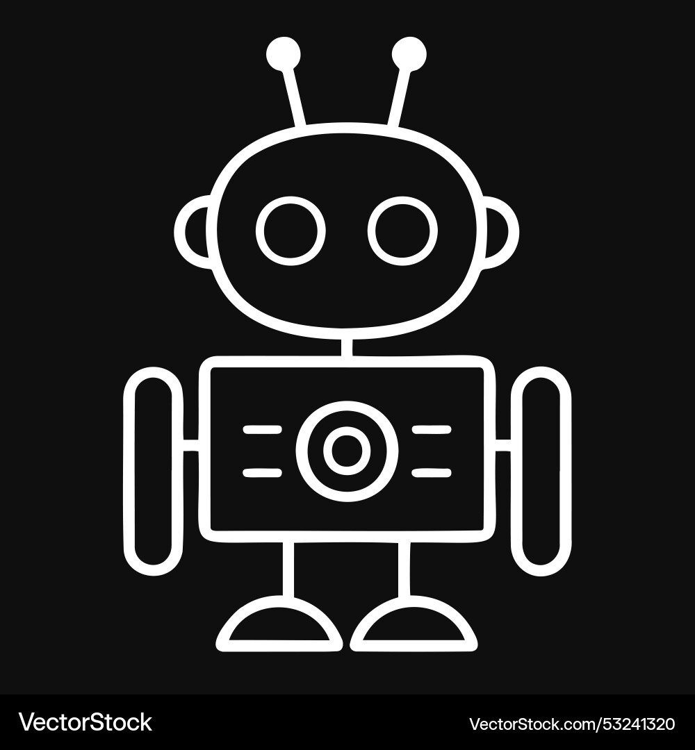 Cute robot character in minimalistic line art Vector Image