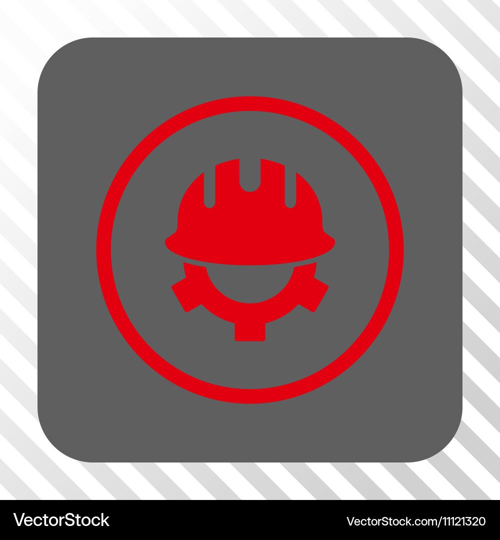 Development helmet rounded square button vector image