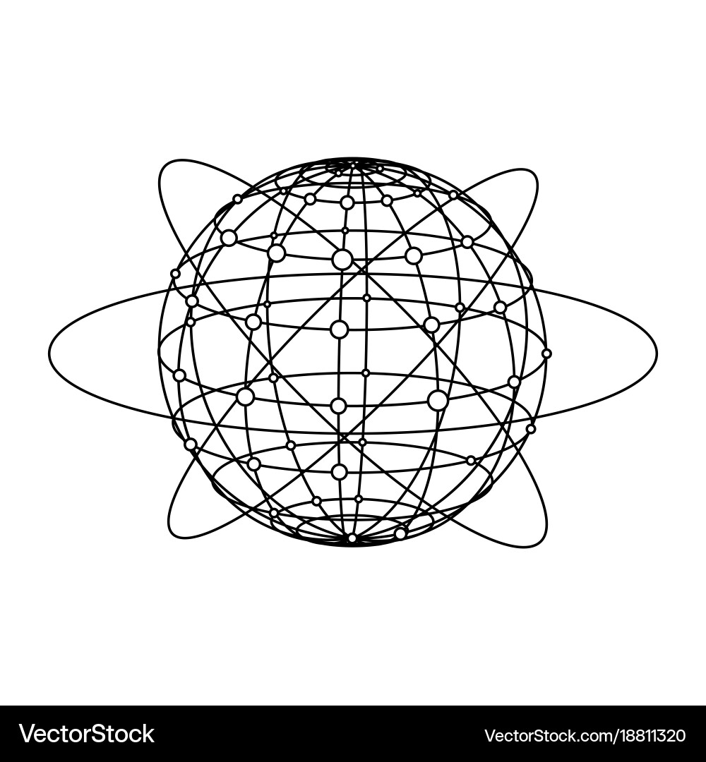 Global network connection planet with dots vector image