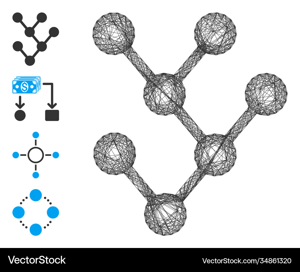 Hatched binary tree mesh Vector Image