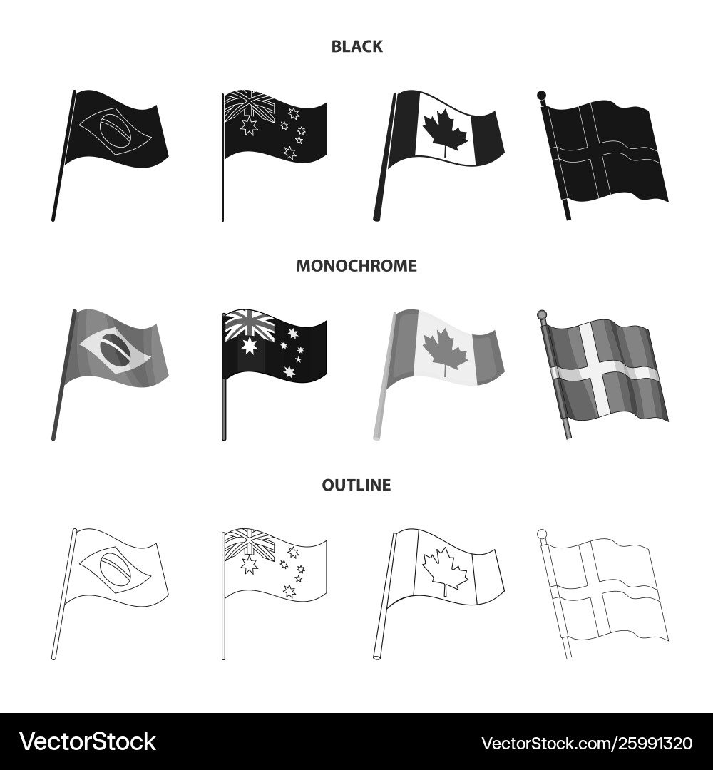 Isolated object world and flag logo collection vector image