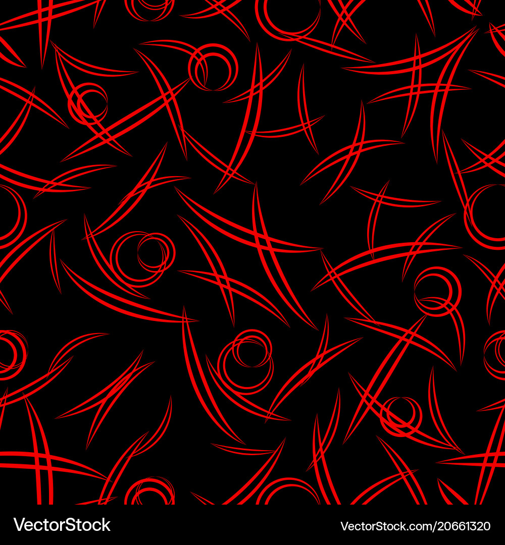 Pattern from flowing lines and ellipses in red vector image