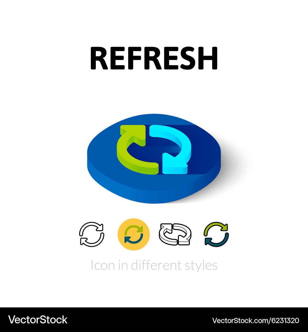 Refresh icon in different style Vector Image