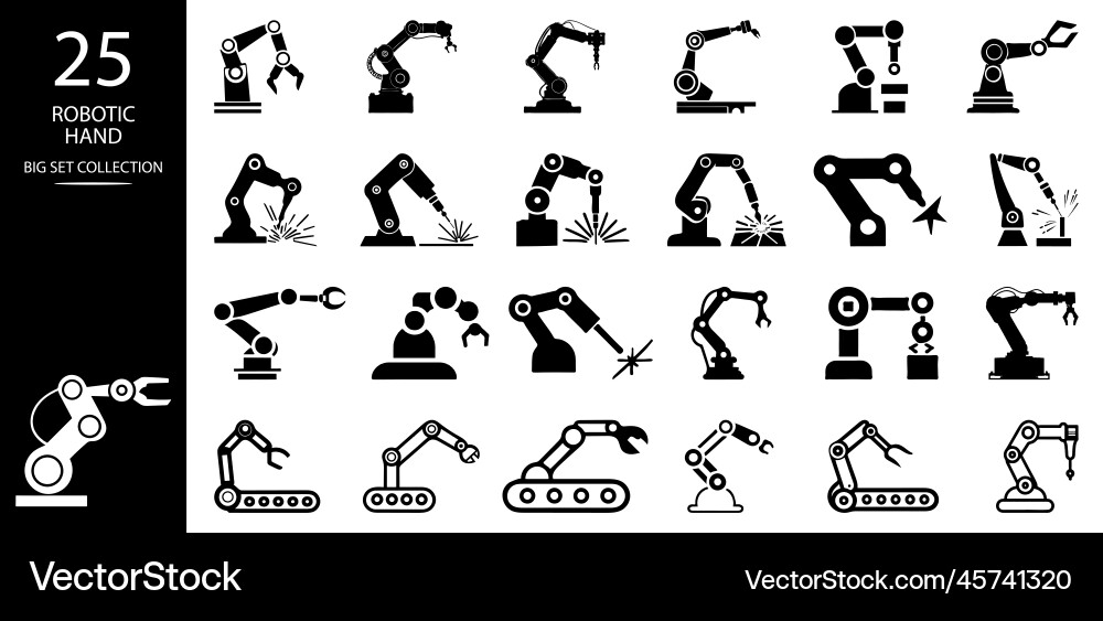 Roboterhand Manipulator Silhouette Symbol Symbol Roboterhand Manipulator Silhouette Symbol Symbol vektorbild