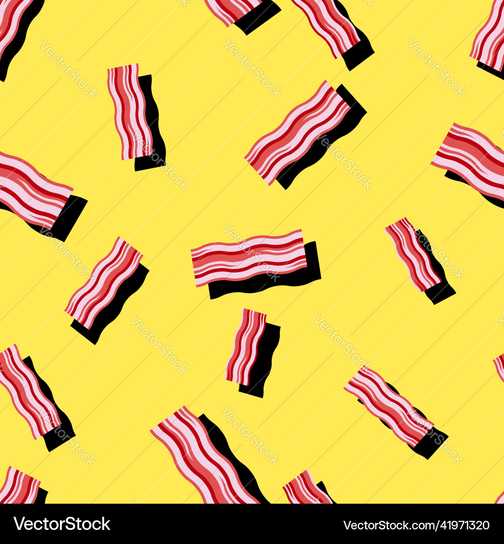 Seamless breakfast pattern with bacon slices vector image