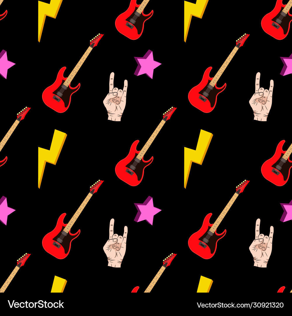 Seamless pattern with hands showing cool rock Seamless pattern with hands showing cool rock vector image