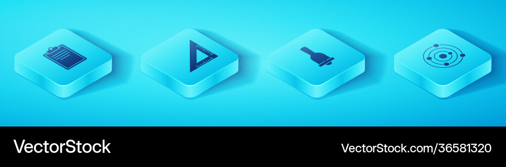 Set isometric clipboard with checklist triangular Set isometric clipboard with checklist triangular vector image