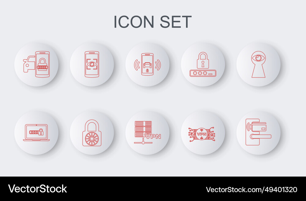 Set line digital door lock with wireless laptop Set line digital door lock with wireless laptop vector image