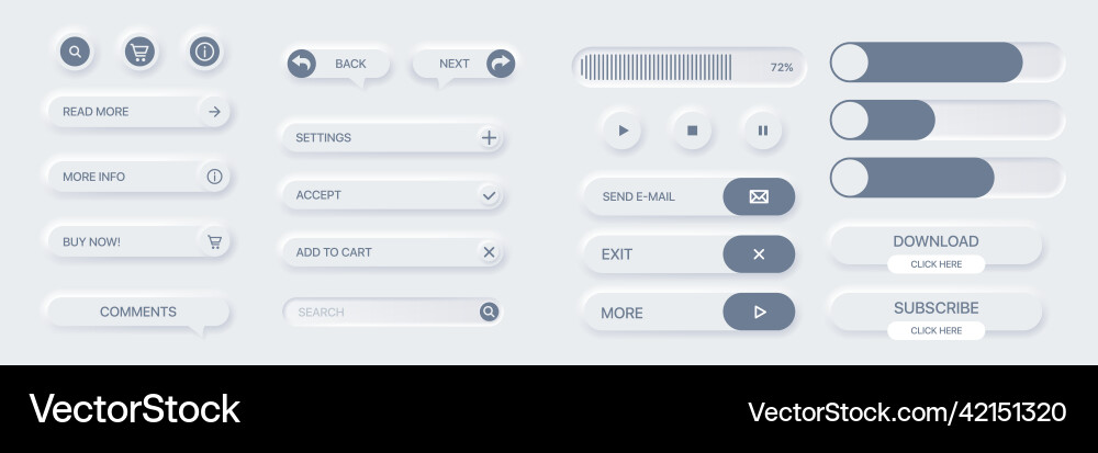 Set of buttons for websites mobile Set of buttons for websites mobile vector image