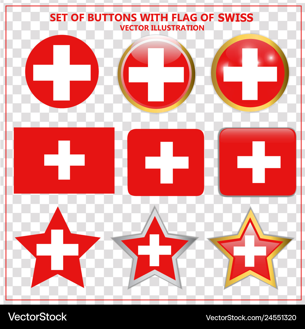 Set of buttons with flag swiss Vector Image