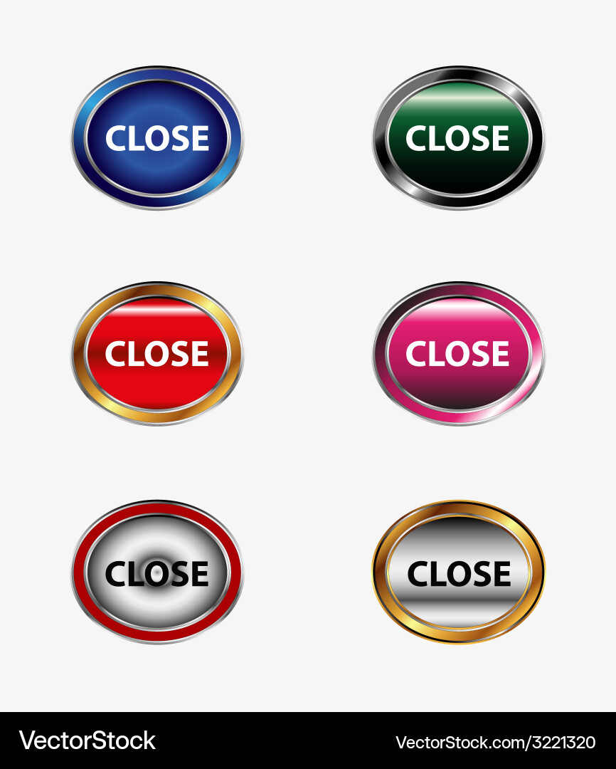 Set of close isolated button vector image