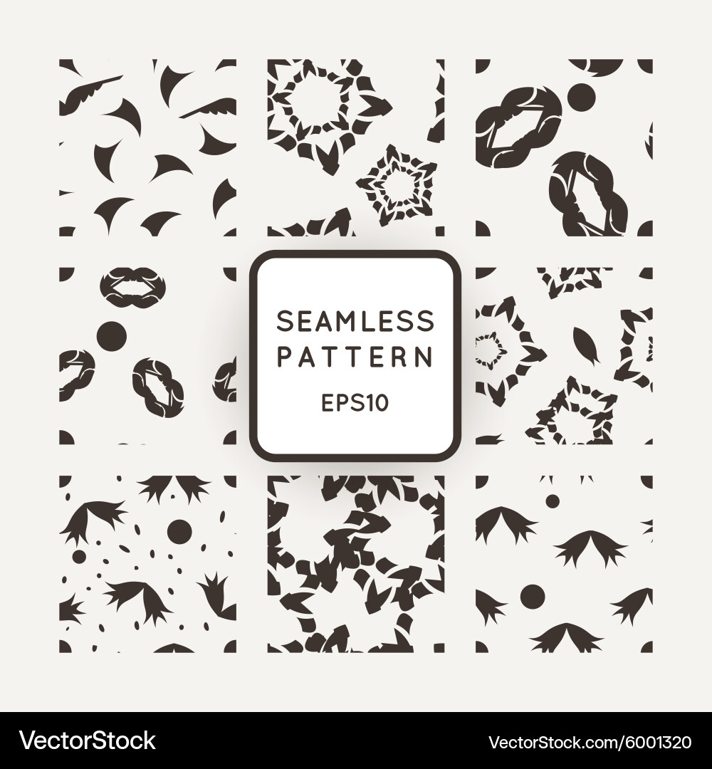Set of nine abstract seamless patterns Vector Image