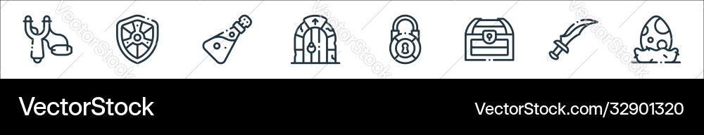 Videogame elements line icons linear set quality Videogame elements line icons linear set quality vector image
