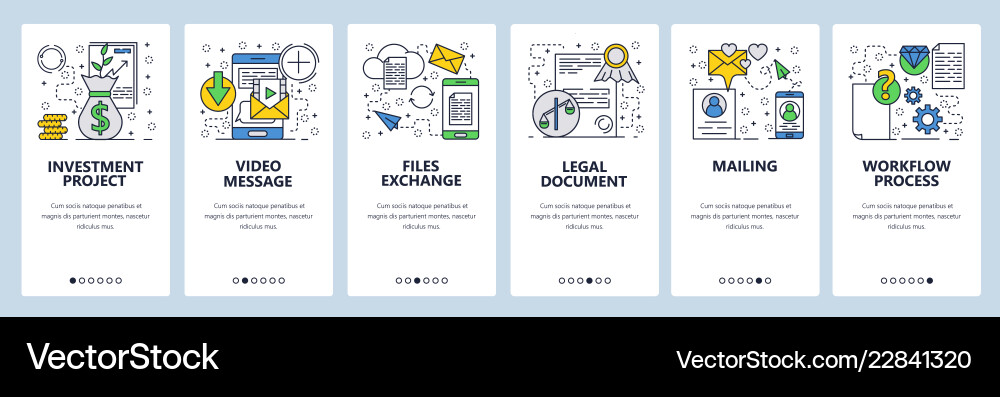 Web site linear art onboarding screens Web site linear art onboarding screens vector image