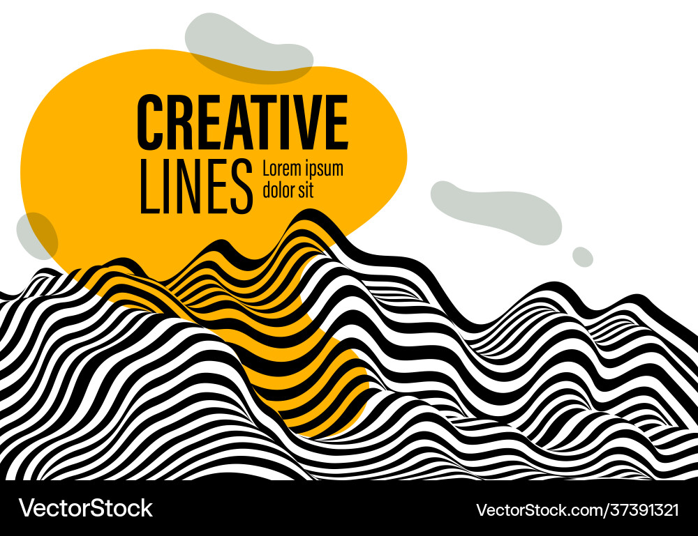 Abstract 3d lines with yellow fluid splat Vector Image