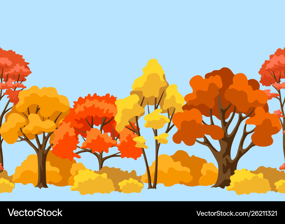 Autumn seamless pattern with stylized trees Autumn seamless pattern with stylized trees vector image