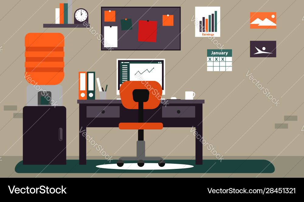 Blogger simple flat workspace in unique color Blogger simple flat workspace in unique color vector image