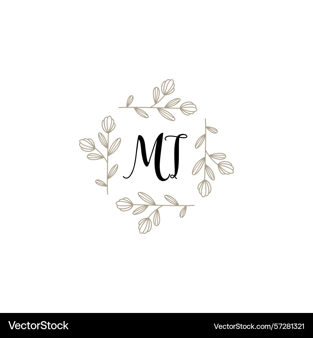 Botanical monogram logos with initial mt Vector Image