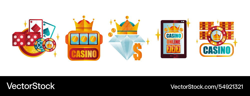 Casino game flat object and element set Casino game flat object and element set vector image