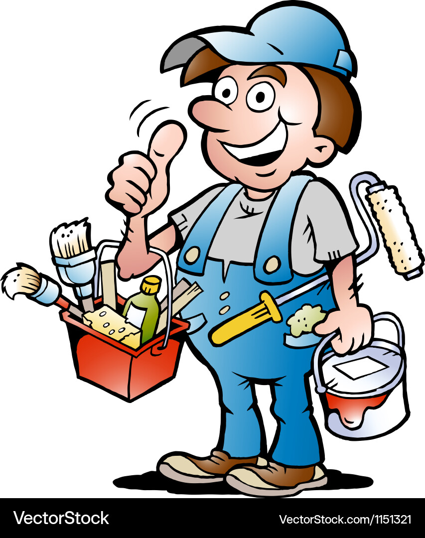 Cheerful Painter Handyman Giving Thumb Up Vector Image