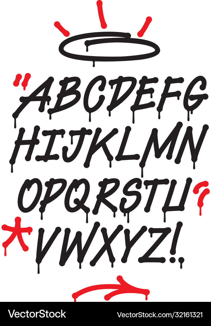 Dynamic Graffiti Font with Drips and Splatters Vector Image