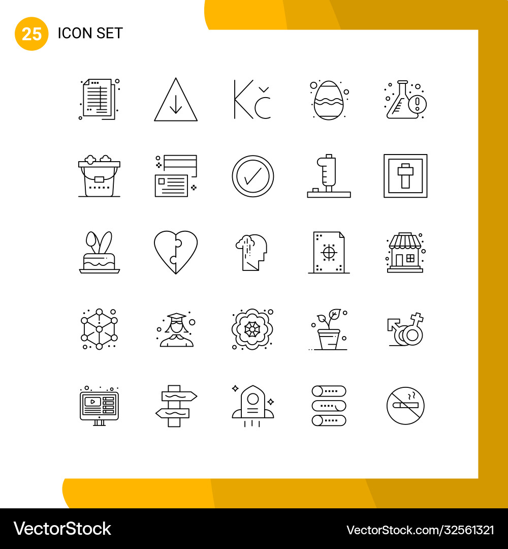 Editable line pack 25 simple lines flask vector image