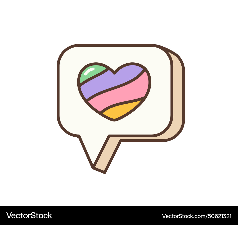 Groovy retro cartoon hippie rainbow heart bubble Groovy retro cartoon hippie rainbow heart bubble vector image