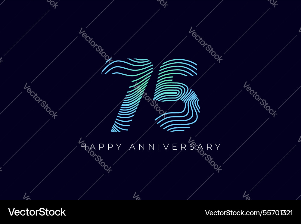 Numeric design with line curve 75th happy Numeric design with line curve 75th happy vector image