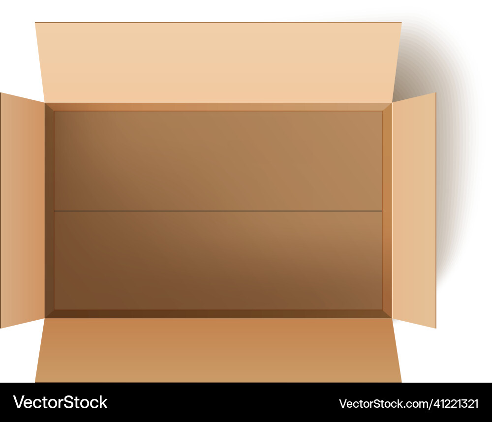 Open box top view empty cardboard package Open box top view empty cardboard package vector image