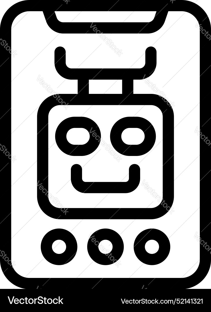 Robot face smiling on smartphone screen showing Robot face smiling on smartphone screen showing vector image