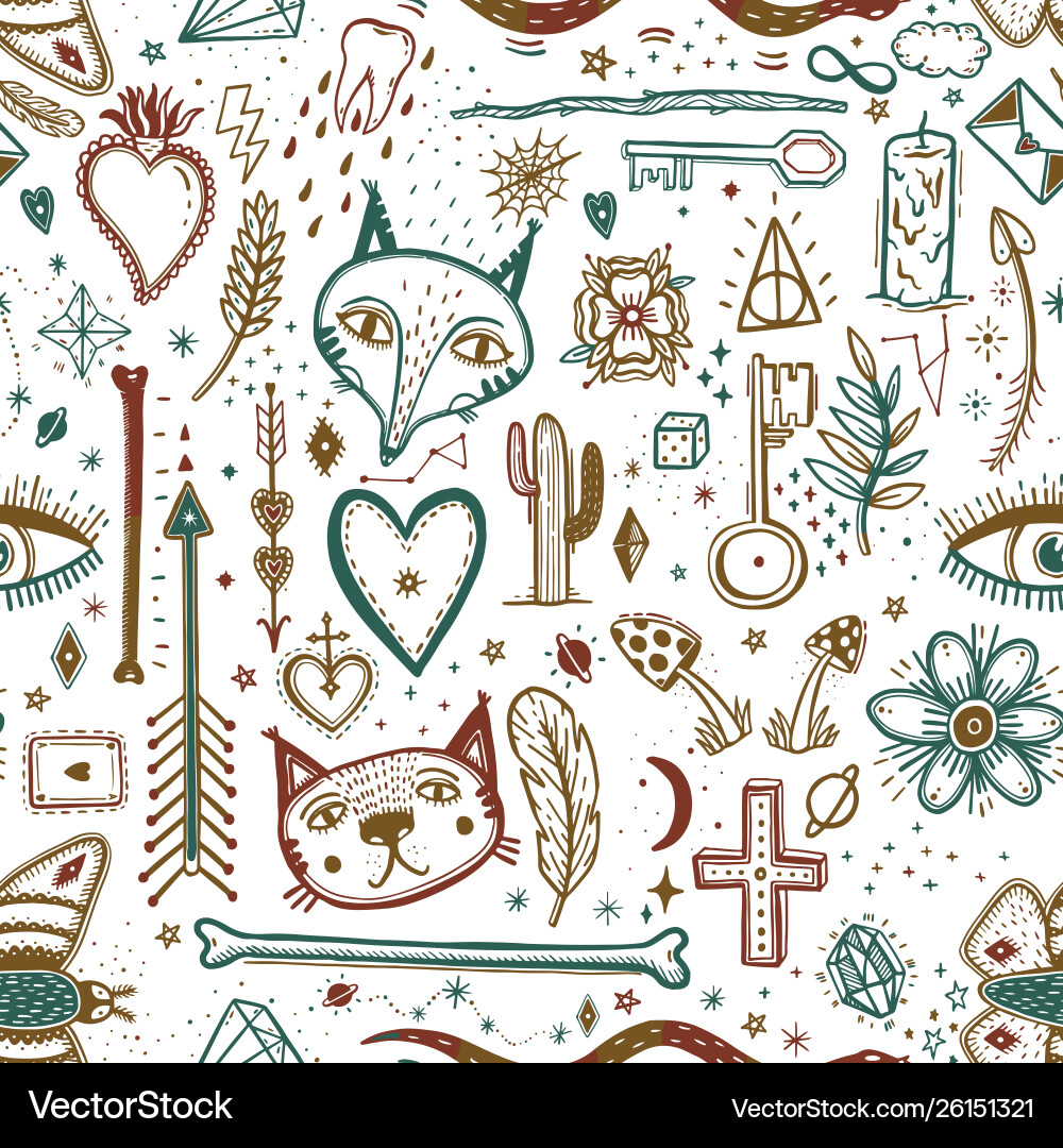 Seamless pattern with magical mystical Seamless pattern with magical mystical vector image