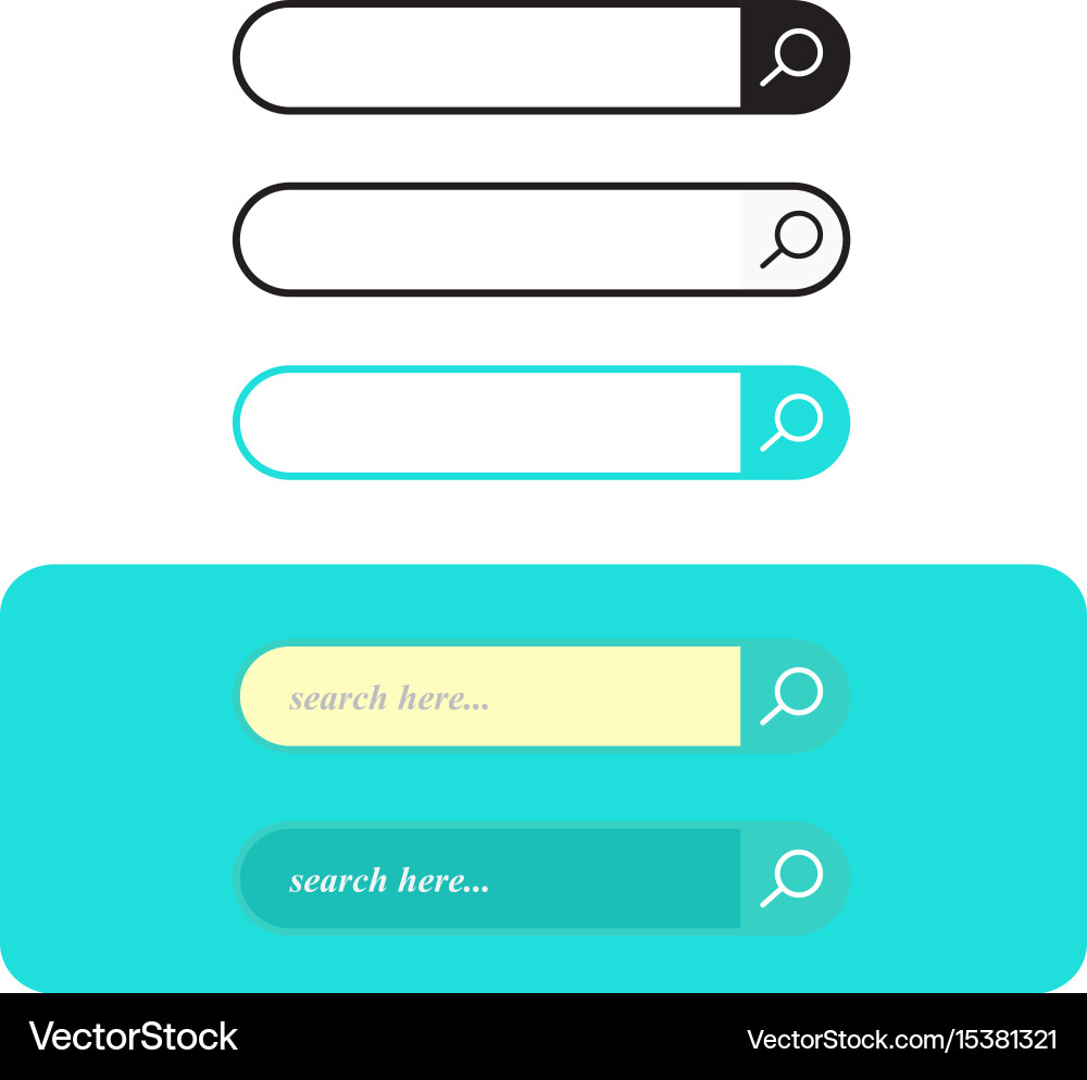 Search bar set interface elements with vector image