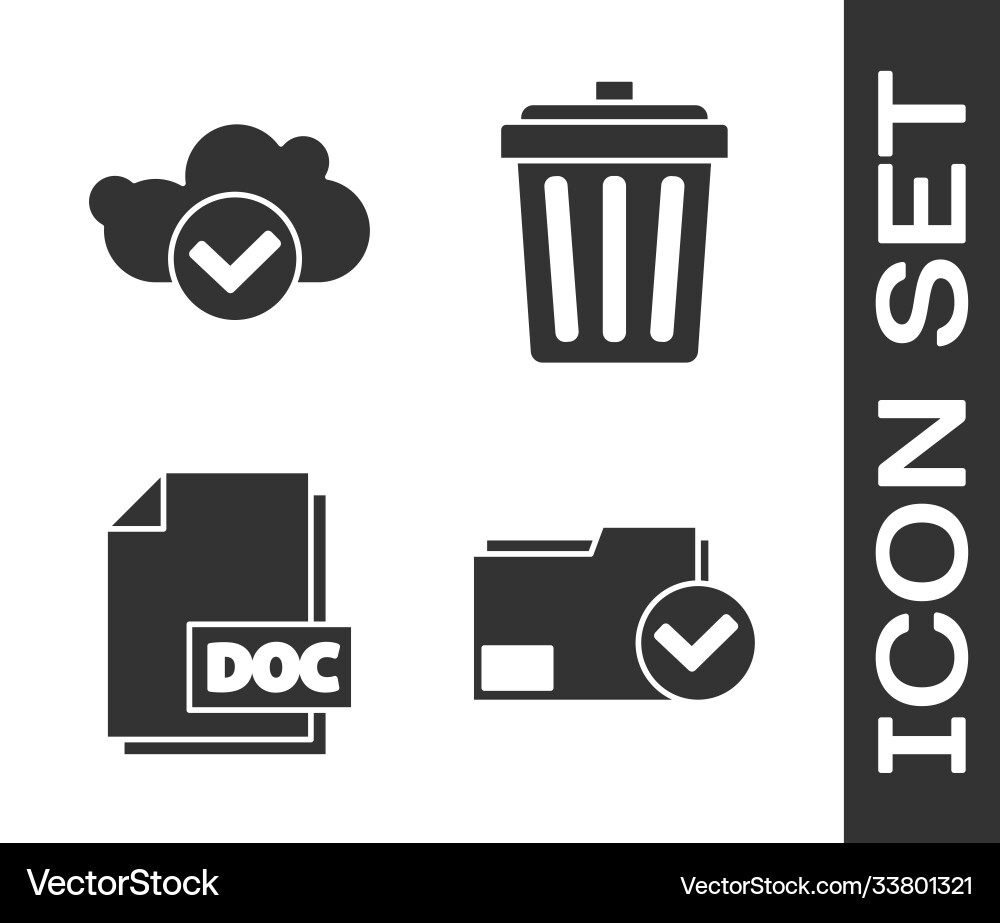 Set document folder and check mark cloud Set document folder and check mark cloud vector image