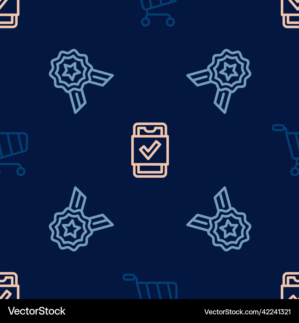 Set line shopping cart stars rating and mobile Set line shopping cart stars rating and mobile Vector Image