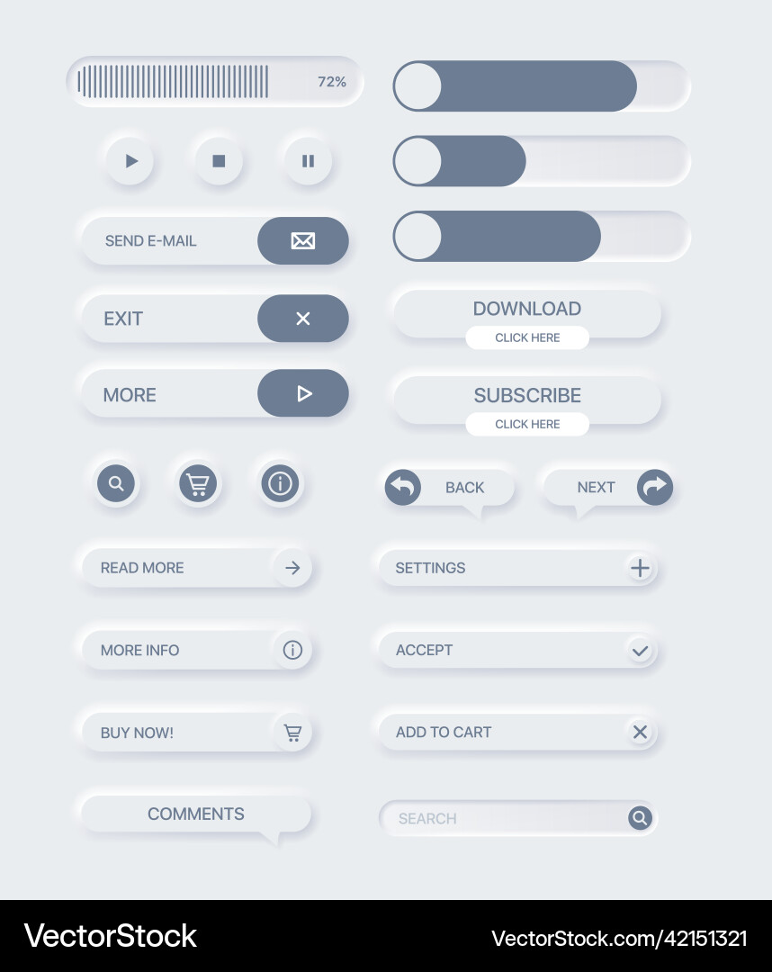 Set of buttons for websites mobile vector image